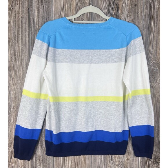 Tommy Hilfiger Sweater Women's L Colorful Stripe Coastal Grandma Casual Chic - Picture 5 of 11